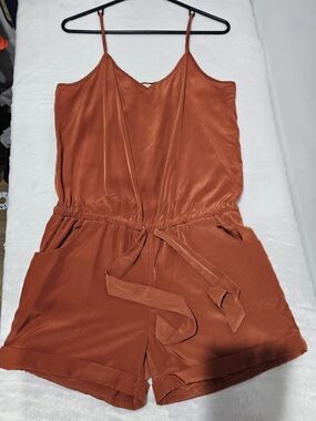 J. Crew Rust-Orange Satin Romper